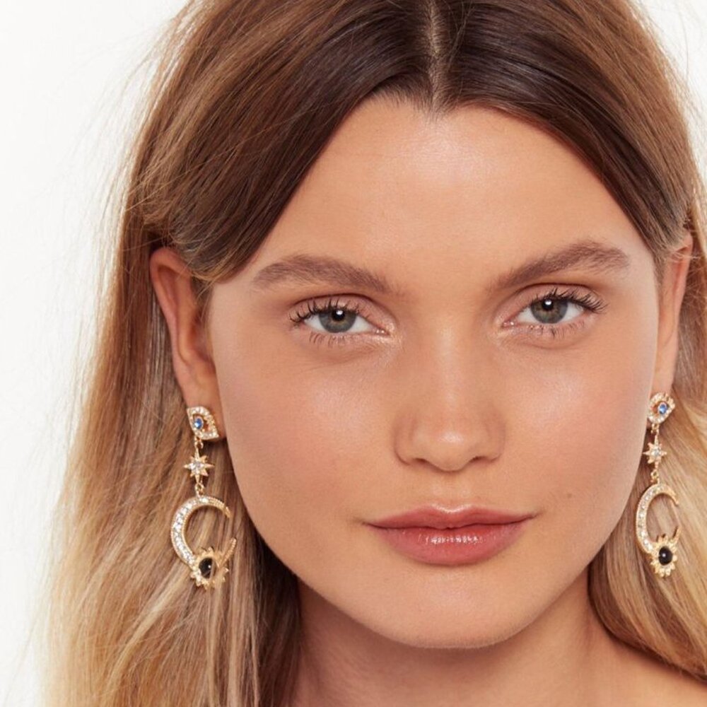 NEW, NEVER WORN! Nasty Gal Eyes On The Prize Embellished Drop Earrings